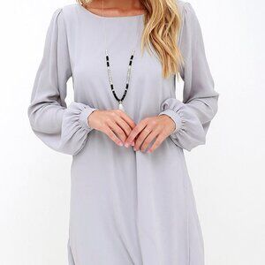 Lulus Exclusive Status Update Light Grey Shift Dress - Size Medium